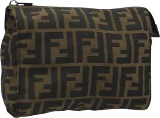 Fendi Pre-owned Clutches, female, Brown, Size: ONE SIZE Pre-owned Zucca Canvas Pouch