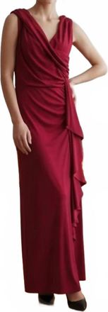 DKNY Womens Draped Ruffle Maxi Dress In Red