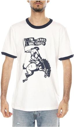 Wrangler Ringer T-shirt - Heren - T-shirts - Wit - L - Katoen - Tops