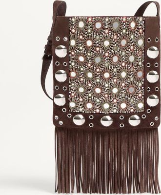 Valentino Garavani Valentino Garavani Nellc&ocirc;te Embroidered Shoulder Bag With Fringes Wo