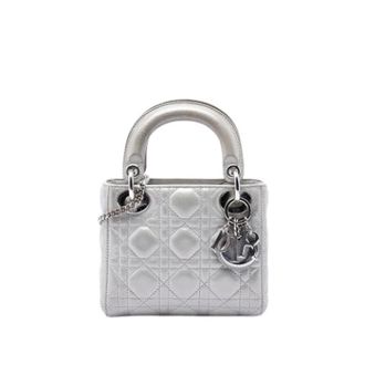 Dior Pre-owned Lady Dior - Dames - Vintage Handtas - Grijs - ONE Size - Leer - Vintage