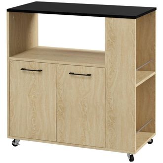 HOMCOM Carrito de cocina 75x40x80.5 cm madera natural