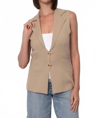 RD Style Womens Mahalia Lapel Neck Vest In True Tan
