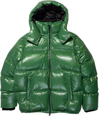 Purple logo-print hooded jacket - men - Nylon - S - Green