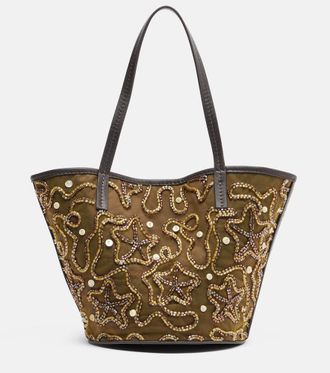 Staud Caro embellished canvas tote bag
