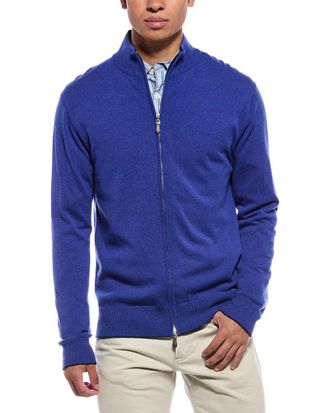 N.Peal N.Peal Knightsbridge Full Zip 100% Cashmere Mock Neck Sweater
