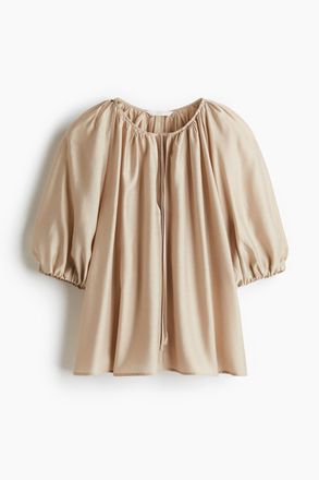H&M Bluse mit Ballon&auml;rmeln - Beige
