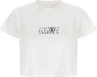 Maison Margiela Tops, Dames, Wit, S, Katoen, Numeric Signature T-Shirt