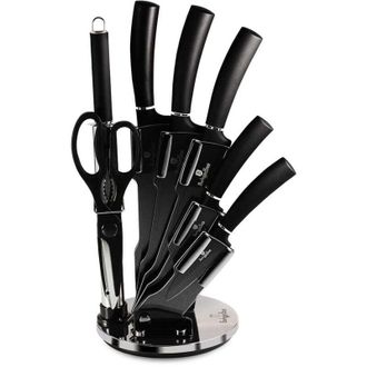 Berlinger Haus Berlinger Haus - Juego De Cuchillos Bh-2565 De Plata Negra Con Soporte