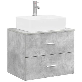 vidaXL Juego De Muebles De Ba&ntilde;o Gris Hormig&oacute;n Madera De Ingenier&iacute;a Vidaxl
