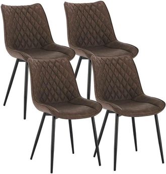 Woltu 4 pcs dining chairs Kitchen Counter chairs Lounge Leisure Living Room Brown - Woltu