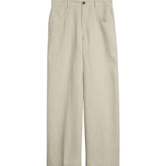 S&eacute;fr Arno Linen Trousers in Beige Concrete Linen at Nordstrom, Size X-Large