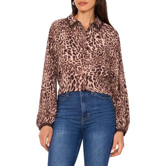 Vince Camuto Leopard Print Button-Up Shirt in Rich Taupe at Nordstrom Rack, Size X-Large P