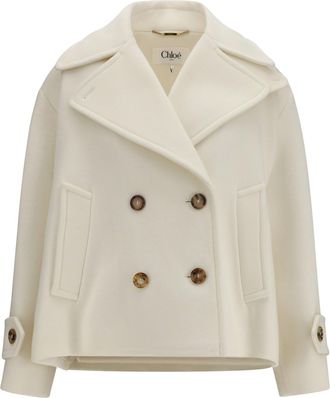 Chlo&eacute; Womens Short Coat Eden White Wool (ovis Aries) Jacket