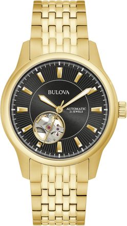 Bulova Open Heart Heren Horloge Goudkleurig 97A168