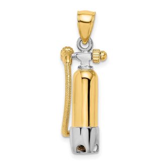 Diamond2Deal 10k Yellow Gold Rhodium 3-D Single Scuba Tank Hose Charm