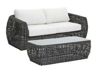 VENTE-UNIQUE.COM Conjunto de sal&oacute;n para jard&iacute;n resina gris antracita