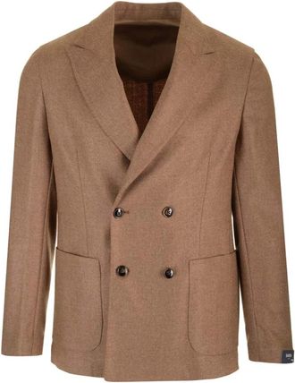 Barba Easy Double-Breasted Jacket - Heren - Blazers - Bruin - 2XL - Wol - Jassen