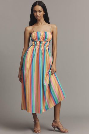English Factory Sleeveless Smocked A-Line Midi Dress