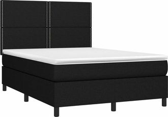 vidaXL Cama Box Spring Con Colch&oacute;n Tela Negro 140x200 Cm Vidaxl