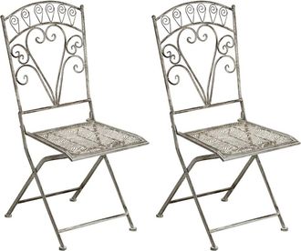 Beliani Conjunto de 2 sillas de jard&iacute;n plegable Metal Gris