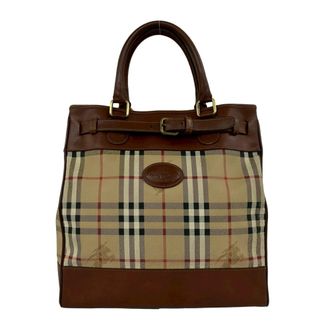 Burberry Beige Brown Leather Handbag Tote Bag (Pre-Owned)