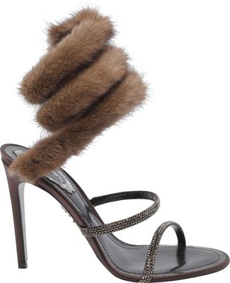 Rene Caovilla Heeled Sandal With Real Fur Details
