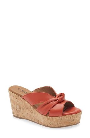 Cordani Dumont Platform Wedge Slide Sandal in Mango Leather at Nordstrom, Size 7.5Us