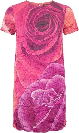 Roberto Cavalli Kleedjes, Dames, Roze, S, Crinkle Jurk Met Rozenprint