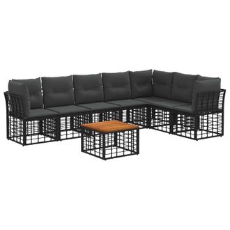 vidaXL Conjunto De Sof&aacute;s De Exterior 8 Pcs Negro Y Gris Oscuro Vidaxl