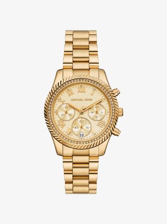 Michael Kors Mini Lexington Pav&eacute; Gold-Tone Watch