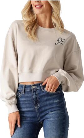 Calvin Klein Script Institutional Crewneck Sweater - Dames - Sweatshirts - Beige - XL - Katoen - Hoodies & sweatvesten
