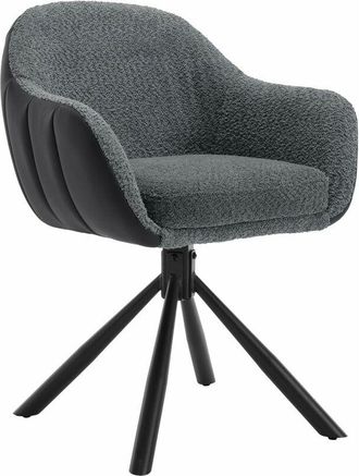 Woltu 2x Sillas Giratorias De Cocina Y Comedor. Restaurante De Dise&ntilde;o Moderno. Patas De Metal. Asiento De Chenilla. Gris Oscuro - Woltu