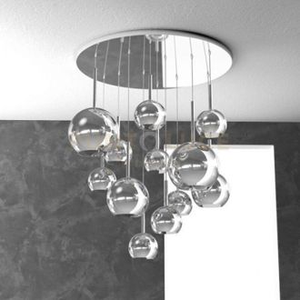 Top-Light Sospensione cromo tonda 12 luci vetri (2 GRANDE+2 medio +8 piccolo) tutti cromo 1155CR-S12 tmix-cr