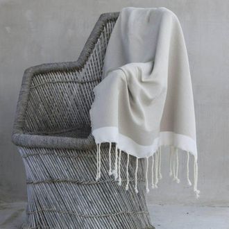 Febronie Manta plaid algod&oacute;n topo claro / crudo 130x170