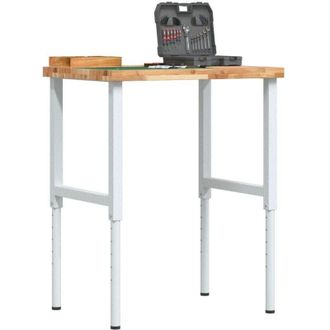 vidaXL Banco De Trabajo Rectangular Madera Maciza 80x60x(73-99,5) Cm Vidaxl