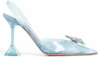 Amina Muaddi Rosie Glass Sling - Dames - Pumps - Blauw - 36 EU - Leer - Schoenen