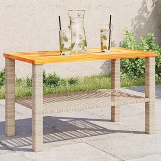 vidaXL Mesa De Jard&iacute;n Rat&aacute;n Sint&eacute;tico Madera Acacia Beige 70x38x42 Cm Vidaxl