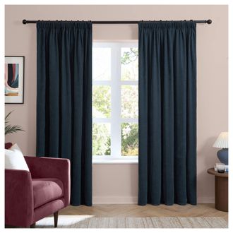 OEM Cortinas Forradas De Chenilla, Con Pliegues De L&aacute;piz, 183 Cm X 117 Cm, Azul Marino