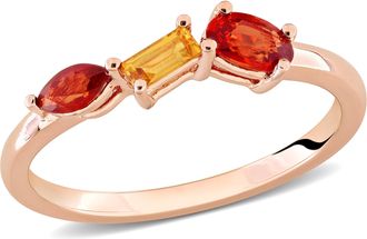 Mimi & Max Multi-Gem Three Stone Ring Sterling Silver