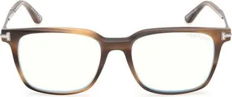 Tom Ford 53mm Square Optical Glasses in Warm Beige Havana/gunmetal at Nordstrom