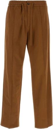 Valentino Garavani Broeken in Cotton Gabardine - Heren - Straight fit broeken - Bruin - L - Katoen - Broeken