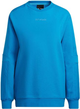 adidas x Ivy Park Crossover Solid Color Chest Logo Embroidered Pullover Round Neck Long Sleeves Blue HR3661
