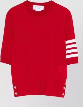 Thom Browne fine-knit wool short-sleeve striped t-shirt