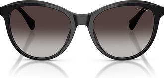 Ralph Lauren 54mm Gradient Round Sunglasses in Shiny Black /Gradient Grey at Nordstrom