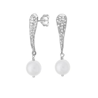 Dower & Hall 10mm White Freshwater Pearl Teardrop Drop Earrings