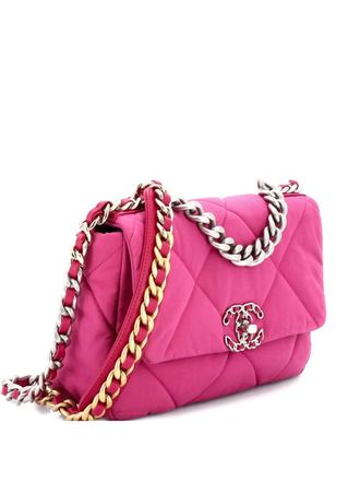 Chanel 19 Flap Bag Quilted Canvas Medium shoulder bag - women - Canvas - One Size - Pink