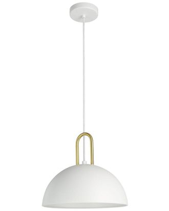 Eglo Discontinued Eglo Calmanera 1 Light Pendant With White Finish & White Metal Shade With Brushed Gold Accent