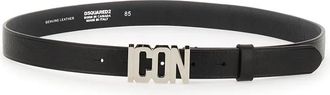 Dsquared2 Vacchetta Stampa Icon Belt - Dames - Riemen - Zwart - 80 CM - Leer - Accessoires
