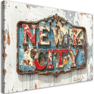 Feeby Impresi&oacute;n De Imagen, Letrero De Nueva York Retro, 120x80